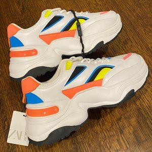 Zara Platform Sneakers size 7.5 (38), New With Tags, multicolored